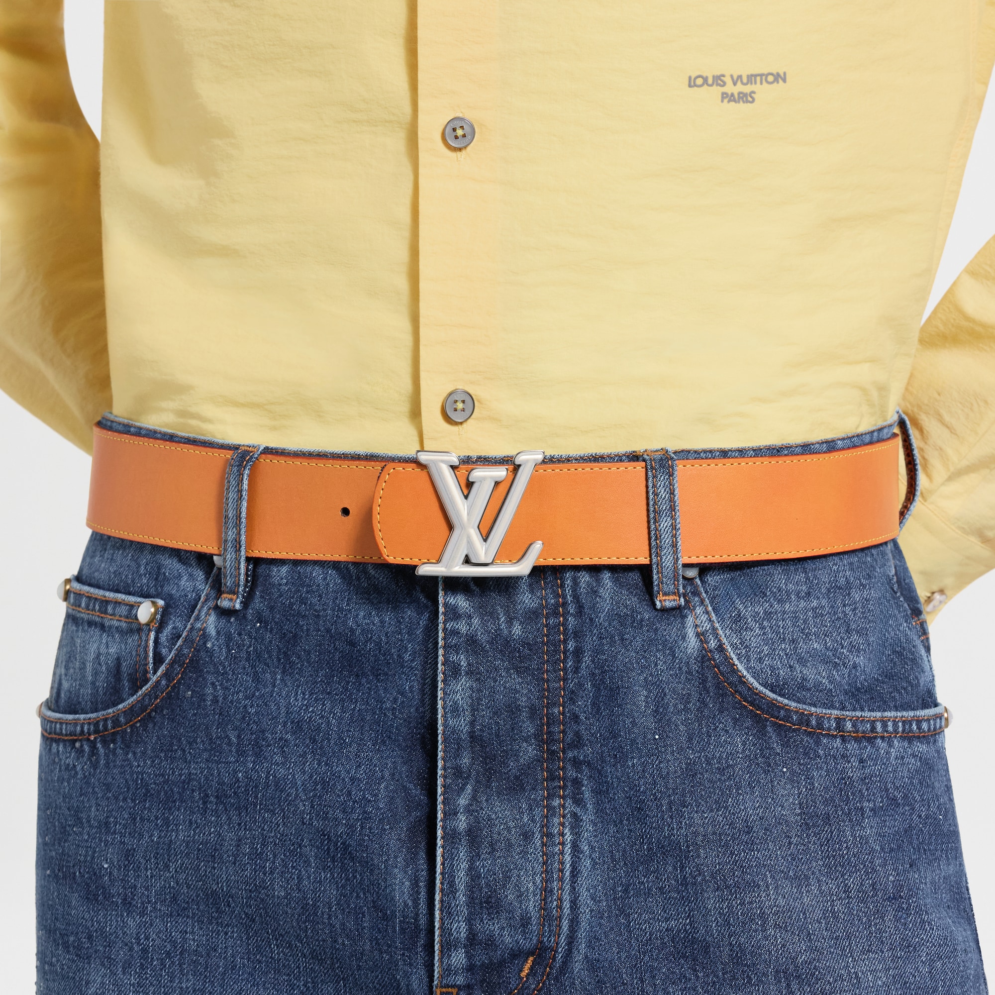 LV Dimension Monogram Reflective Denim 40mm Reversible Belt